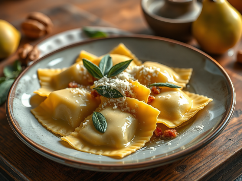 Raviolis de Pera, Queso y&nbsp;Nueces
